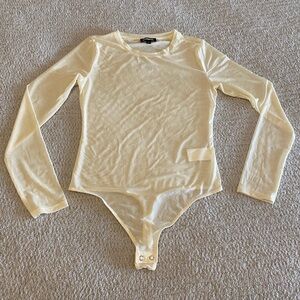 EXPRESS Cream Mesh Body Suit